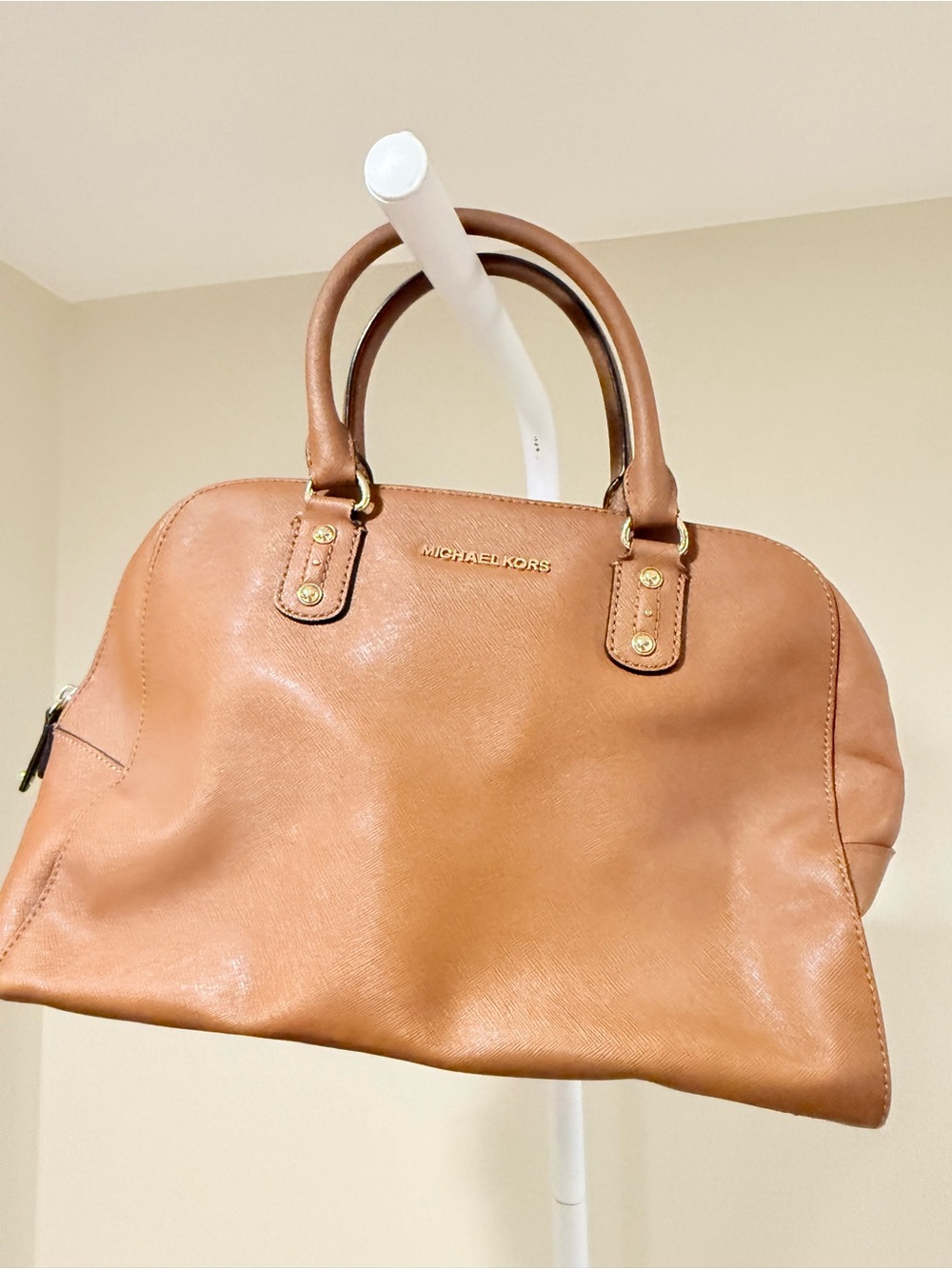 Michael Kors Cognac Leather Dome Satchel